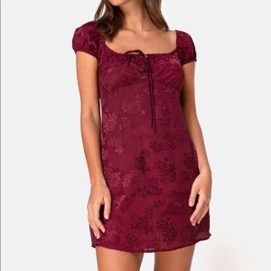 ISO Motel Rocks Gaval Dress Satin Rose Burgundy